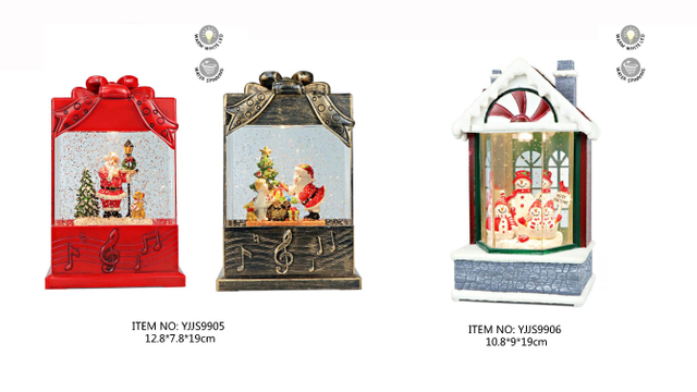 丙烯酸音乐盒形状水灯笼圣诞老人和圣诞树/圣诞老人和儿童/雪人家庭SJ-11