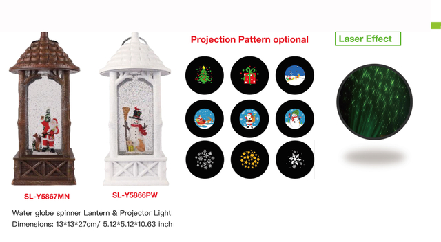 亚克力 亭子造型水灯 投影灯 圣诞老人和驯鹿/雪人和狐狸 SR - 44
