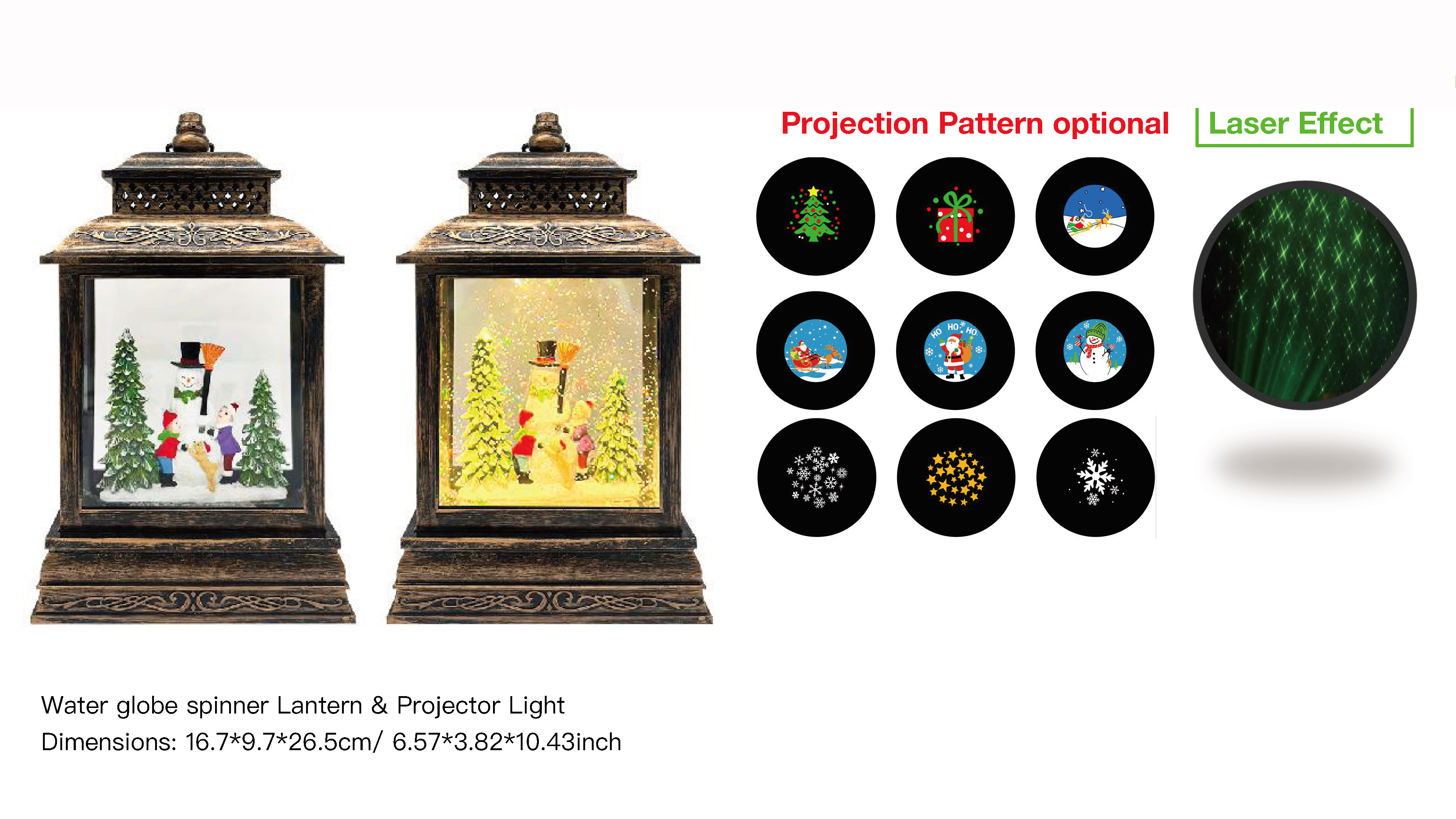 亚克力 提灯造型水灯 投影灯 雪人和儿童 SR - 15