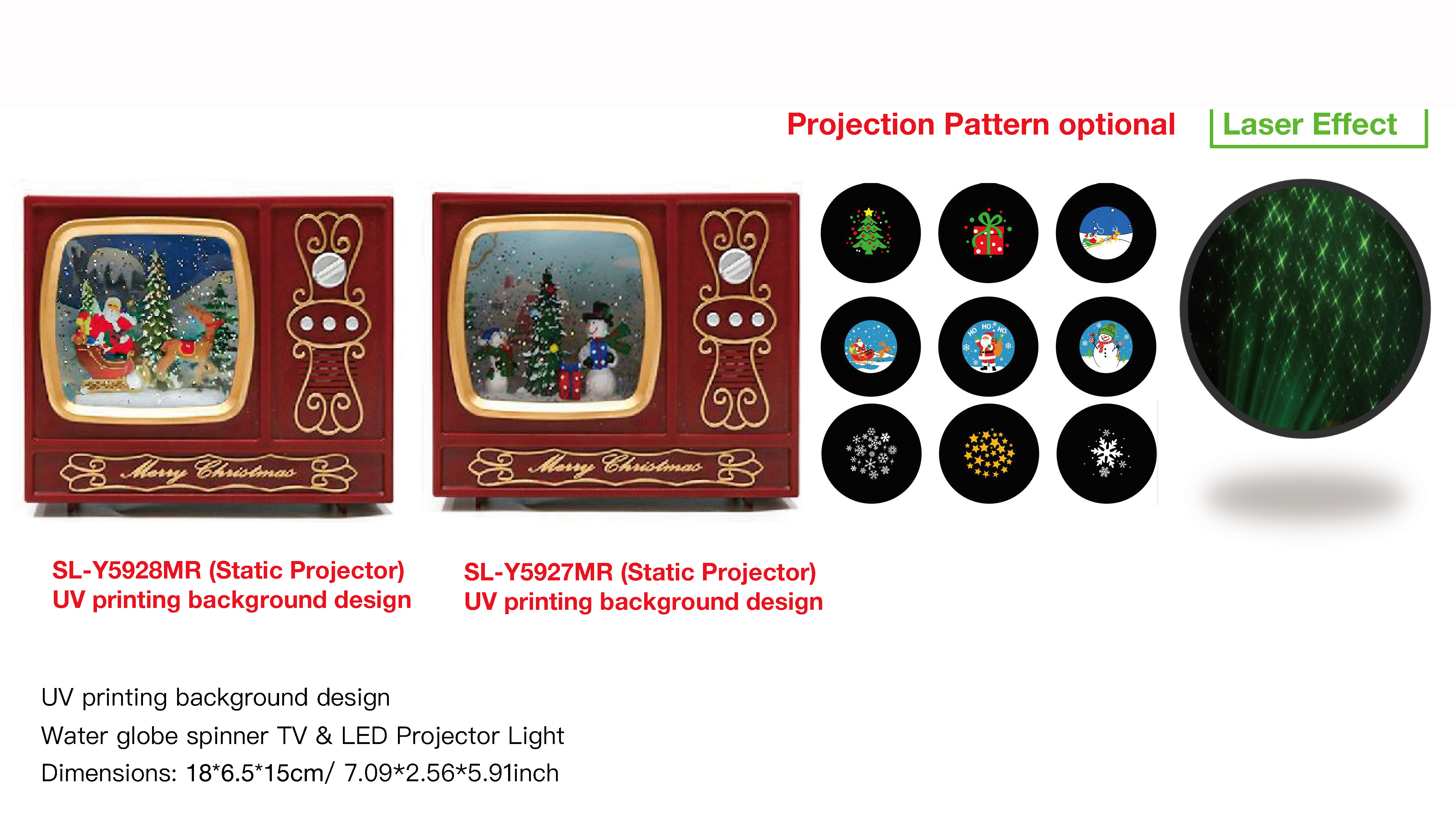 亚克力 电视造型 LED 投影灯 圣诞老人和驯鹿/雪人 SR - 56