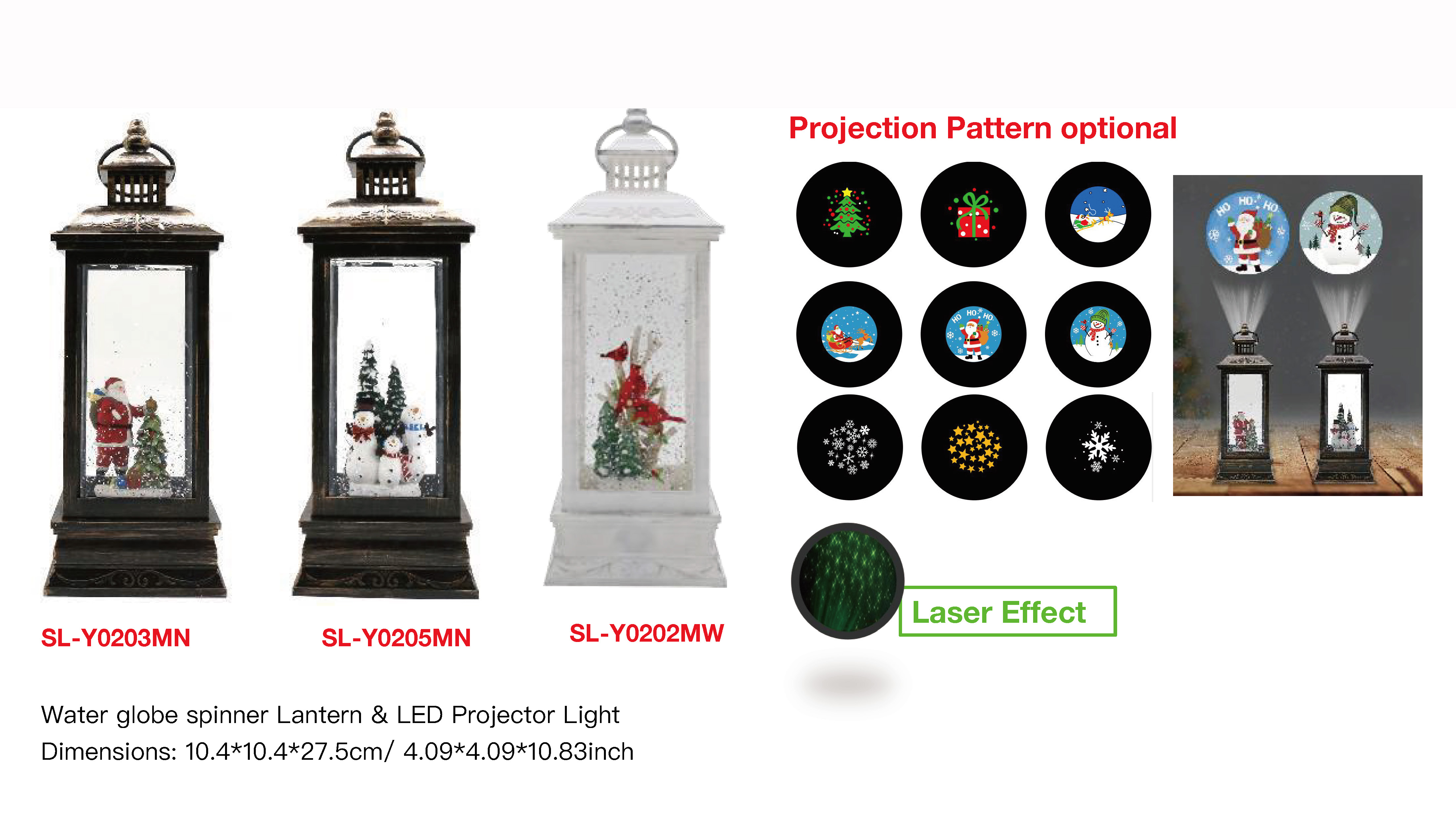 亚克力 提灯造型水灯 LED 投影灯圣诞老人/雪人/两只知更鸟 SR - 50
