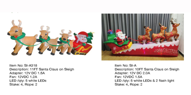 圣诞老人在雪橇上充气灯