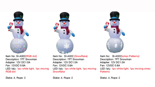 7英尺雪人充气灯