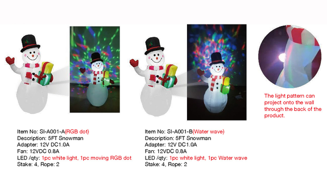 5英尺雪人充气灯 