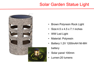 太阳能 LED 棕色树脂岩石灯