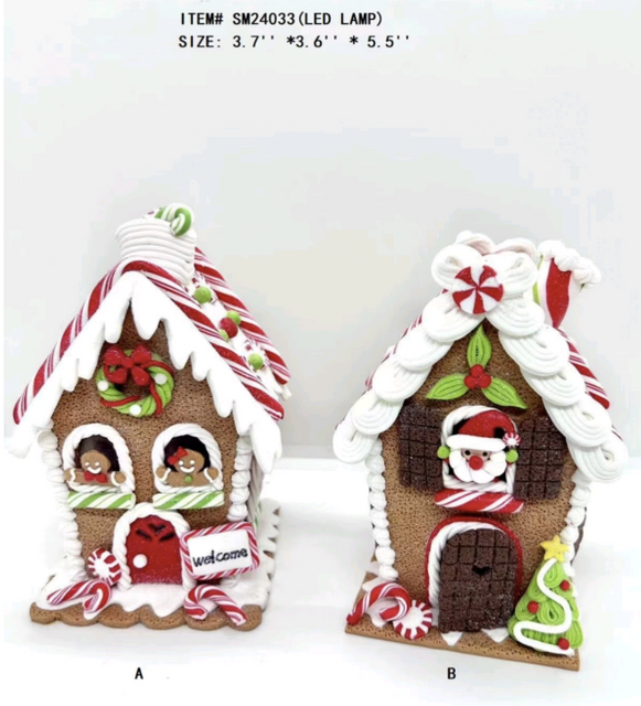 糖果屋窗户里的黏土造型小圣诞老人和姜饼人 - 17