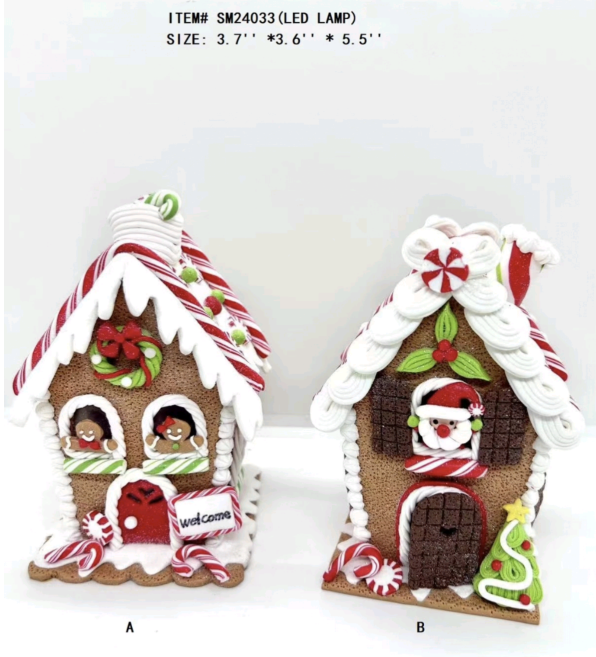 糖果屋窗户里的黏土造型小圣诞老人和姜饼人 - 17