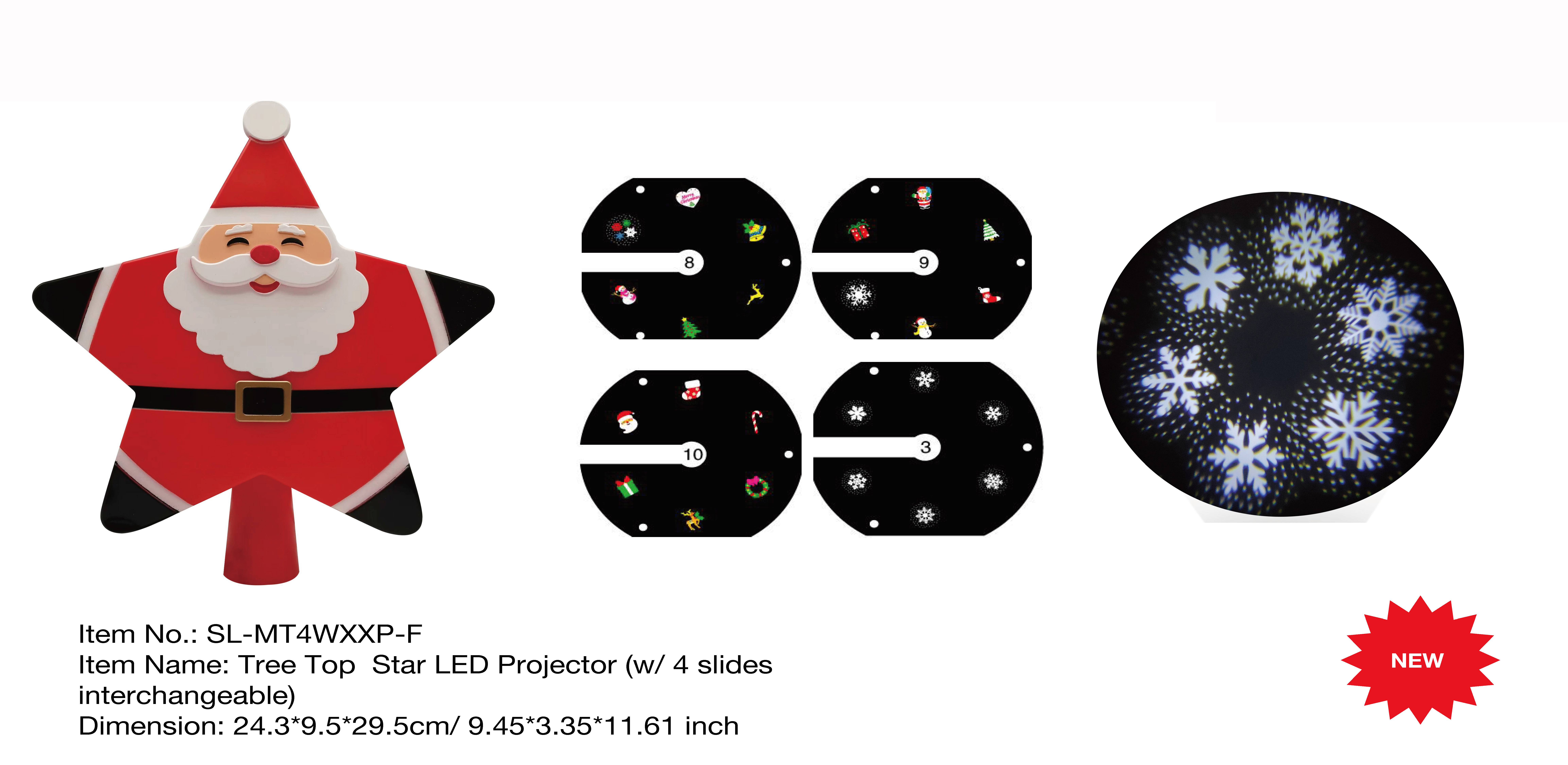 室内装饰 树顶星形 LED 投影仪（带 4 个可互换幻灯片）- 39