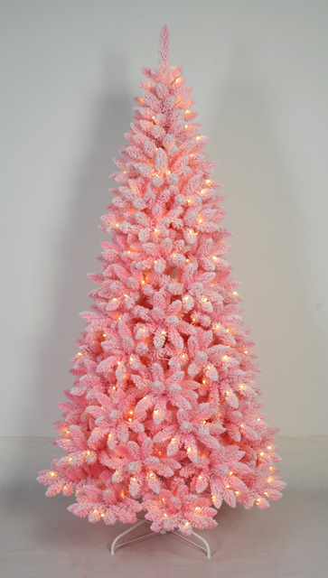 粉红色普通圣诞树 +羊群弦灯