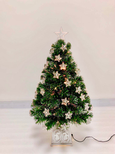 圣诞绿色光纤树+顶星+星星装饰