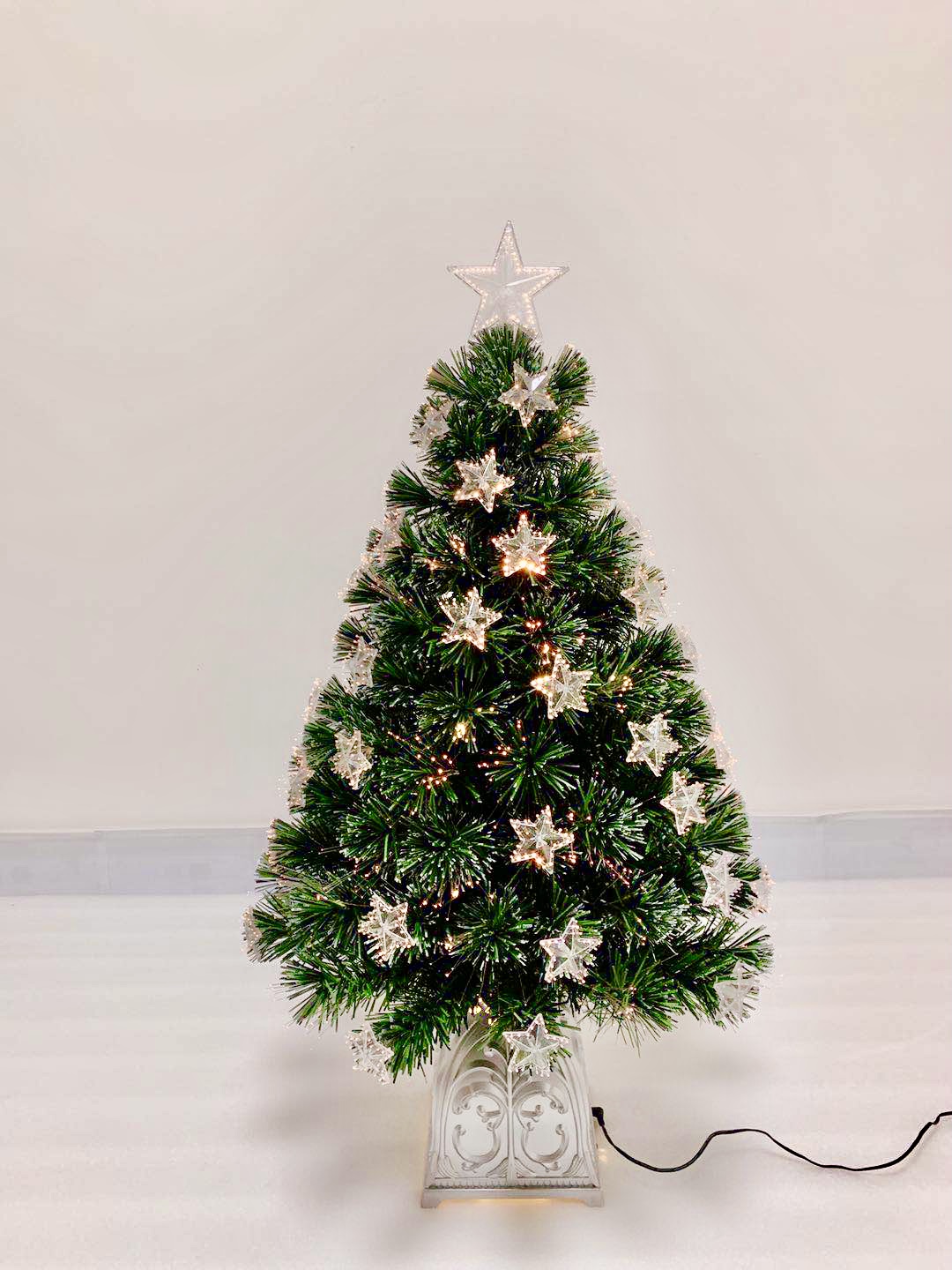 圣诞绿色光纤树+顶星+星星装饰