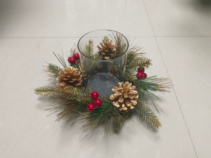 烛台杯 金色松果和红球 - 10 