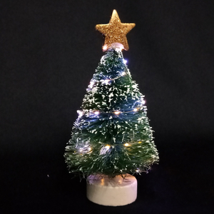 圣诞绿迷你树+白色植绒+闪粉顶星