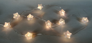 由15个透明的透明星线链状绳绳，带有温暖的白色光芒，由USB供电的8模式照明，优雅的装饰灯，用于节日/家庭用途