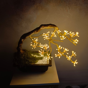 人造植物锅灯带有天然外观的锅，210个温暖的白色LED，栩栩如生的叶子设计