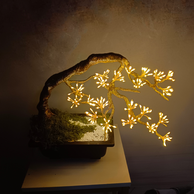 人造植物锅灯带有天然外观的锅，210个温暖的白色LED，栩栩如生的叶子设计