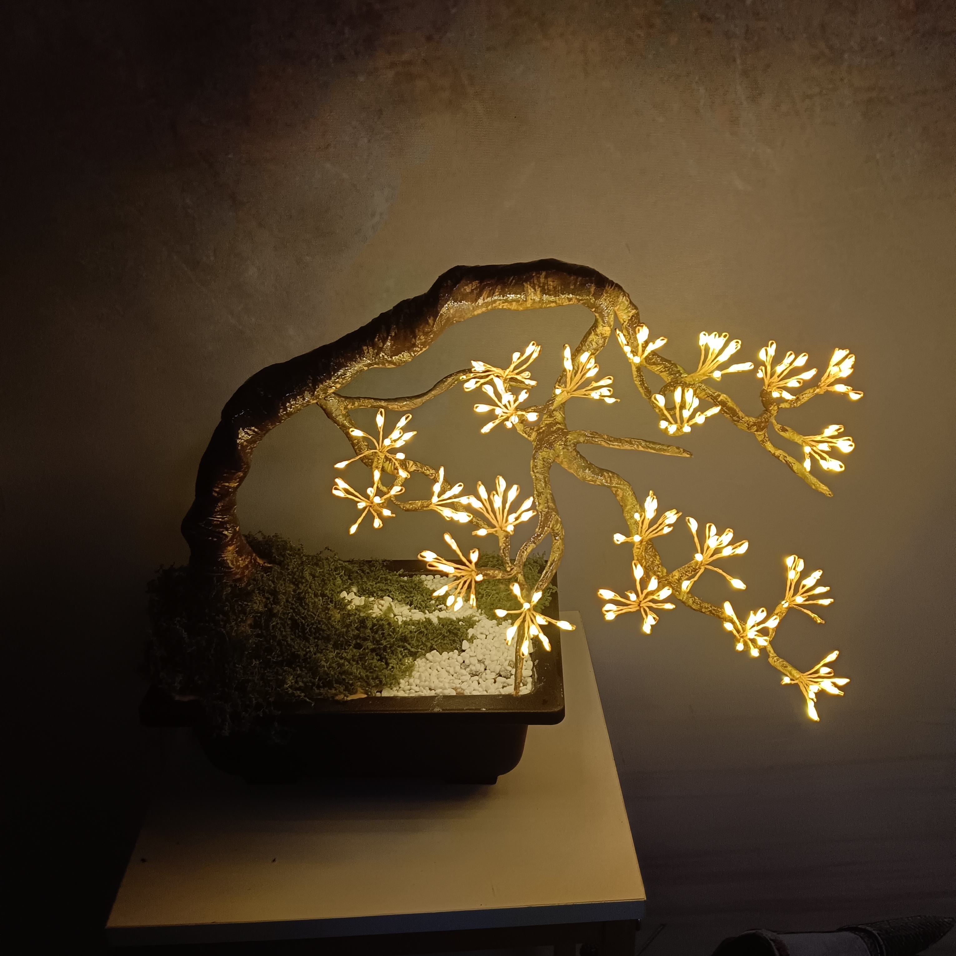 人造植物锅灯带有天然外观的锅，210个温暖的白色LED，栩栩如生的叶子设计