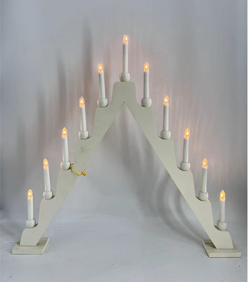 9 LED木制蜡烛桥灯