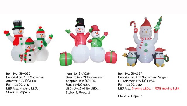 5英尺，7英尺雪人企鹅充气灯 