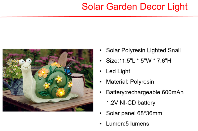 太阳能 LED 树脂发光蜗牛