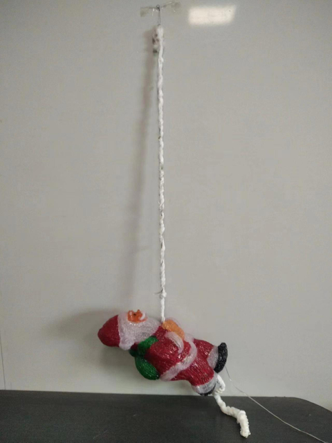 48灯的白色绳索带有照明的攀岩绳设计，具有115厘米高的圣诞老人身材，并装饰有闪烁的灯泡