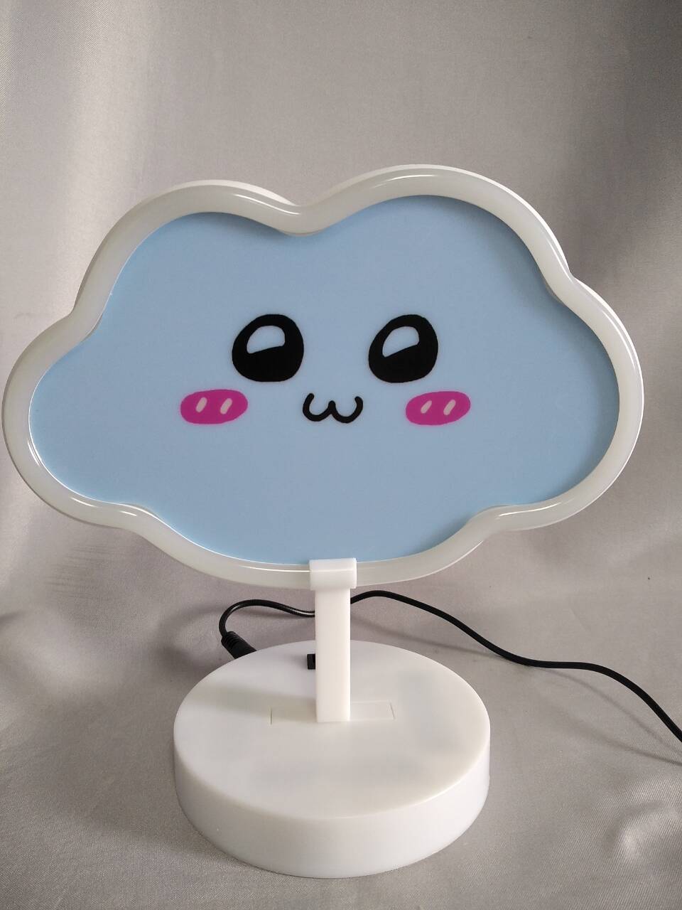 霓虹灯管云形光，带有20×10×20.5厘米白色圆形底座，现代装饰LED灯卧室/客厅