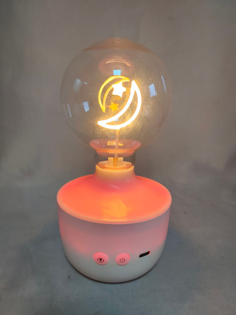 星蒙主题的7色环境台灯带有透明玻璃阴影，电池/USB操作，梦幻般的装饰灯