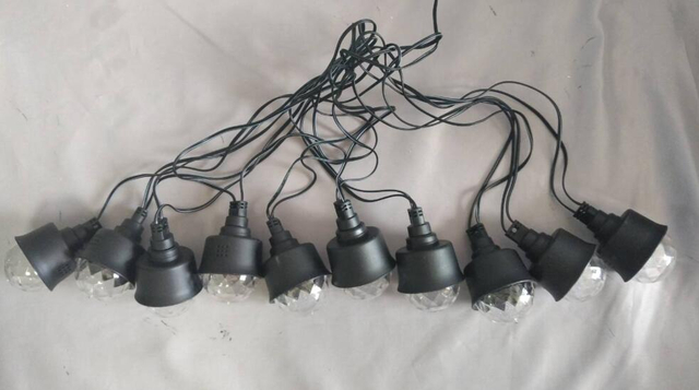 10灯DJ风格的氛围，带有黑色外壳 ​​+透明的钻石切割阴影 - 动态变色的LED派对装饰