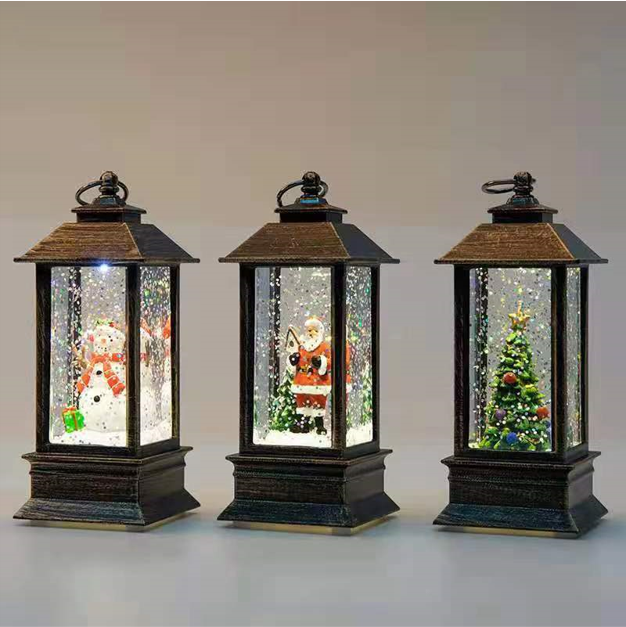 丙烯酸灯笼形水灯雪人圣诞老人和圣诞树