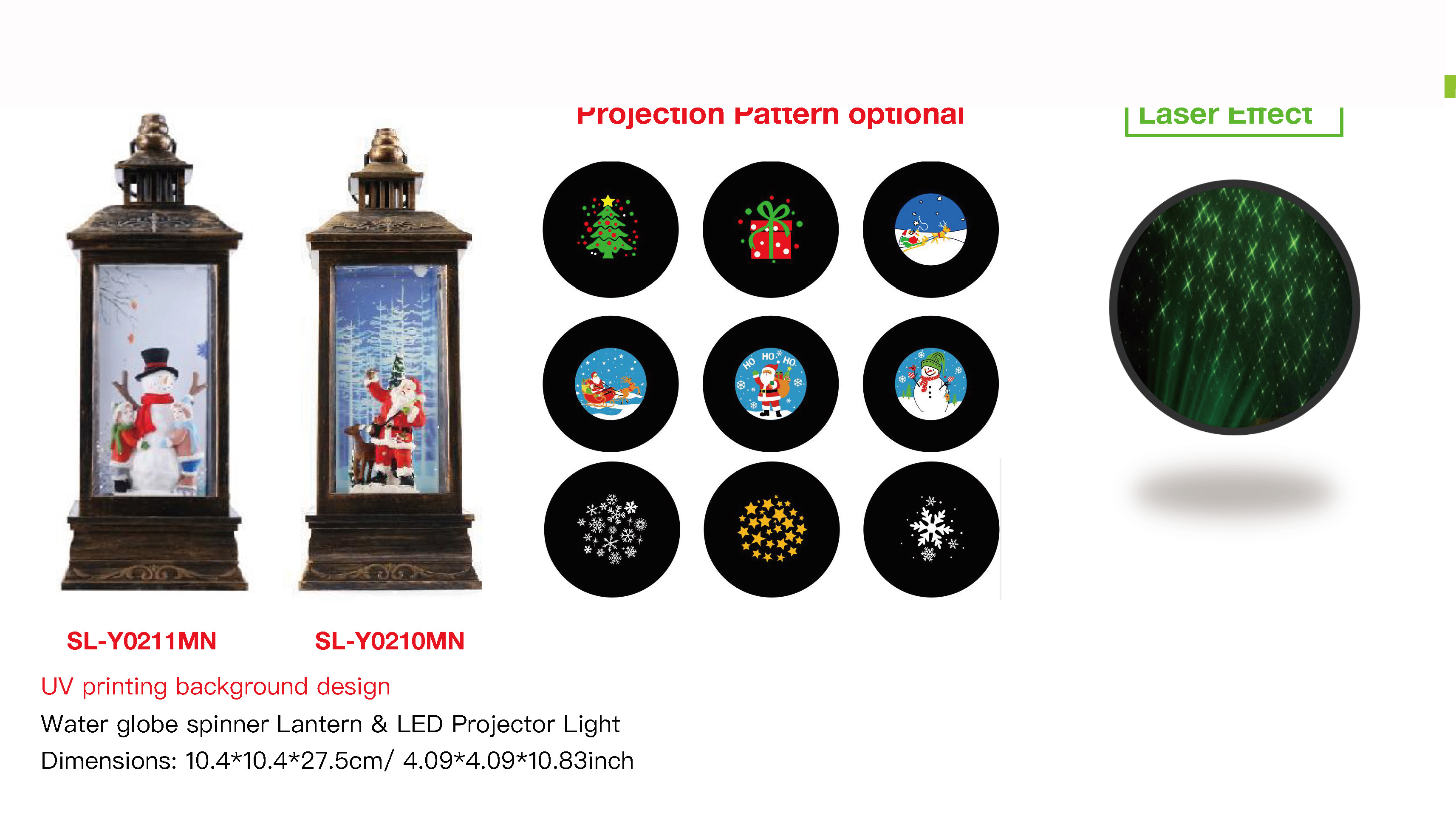 亚克力 提灯造型水灯 LED 投影灯 雪人和儿童/圣诞老人和驯鹿 SR - 46