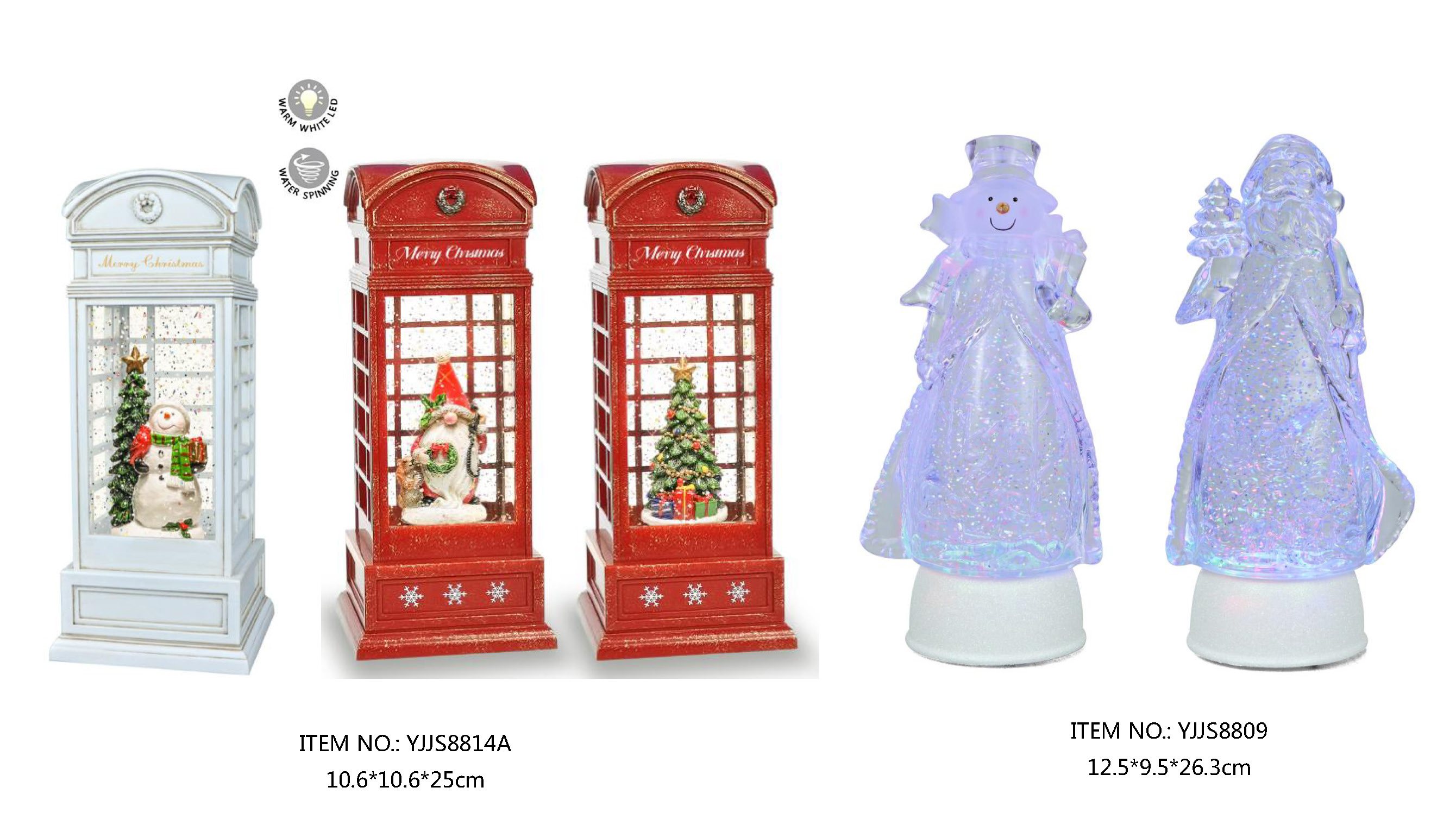 亚克力 电话亭造型水灯 雪人和礼品/圣诞老人/圣诞饰品和礼品 SJ - 23