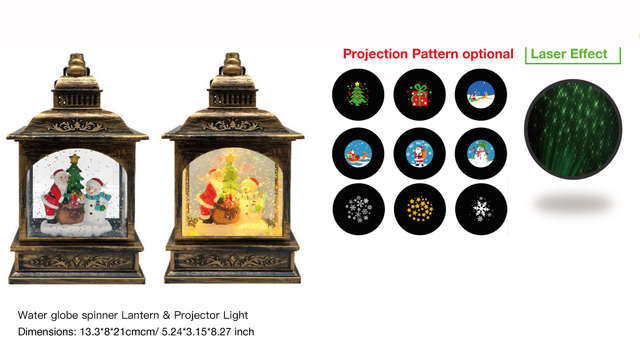 亚克力 提灯造型水灯 投影灯 圣诞老人和雪人 SR - 33
