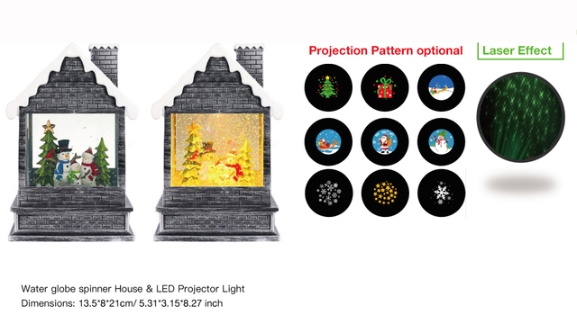 亚克力 房子造型水灯 LED 投影仪灯 雪人和树 SR - 70