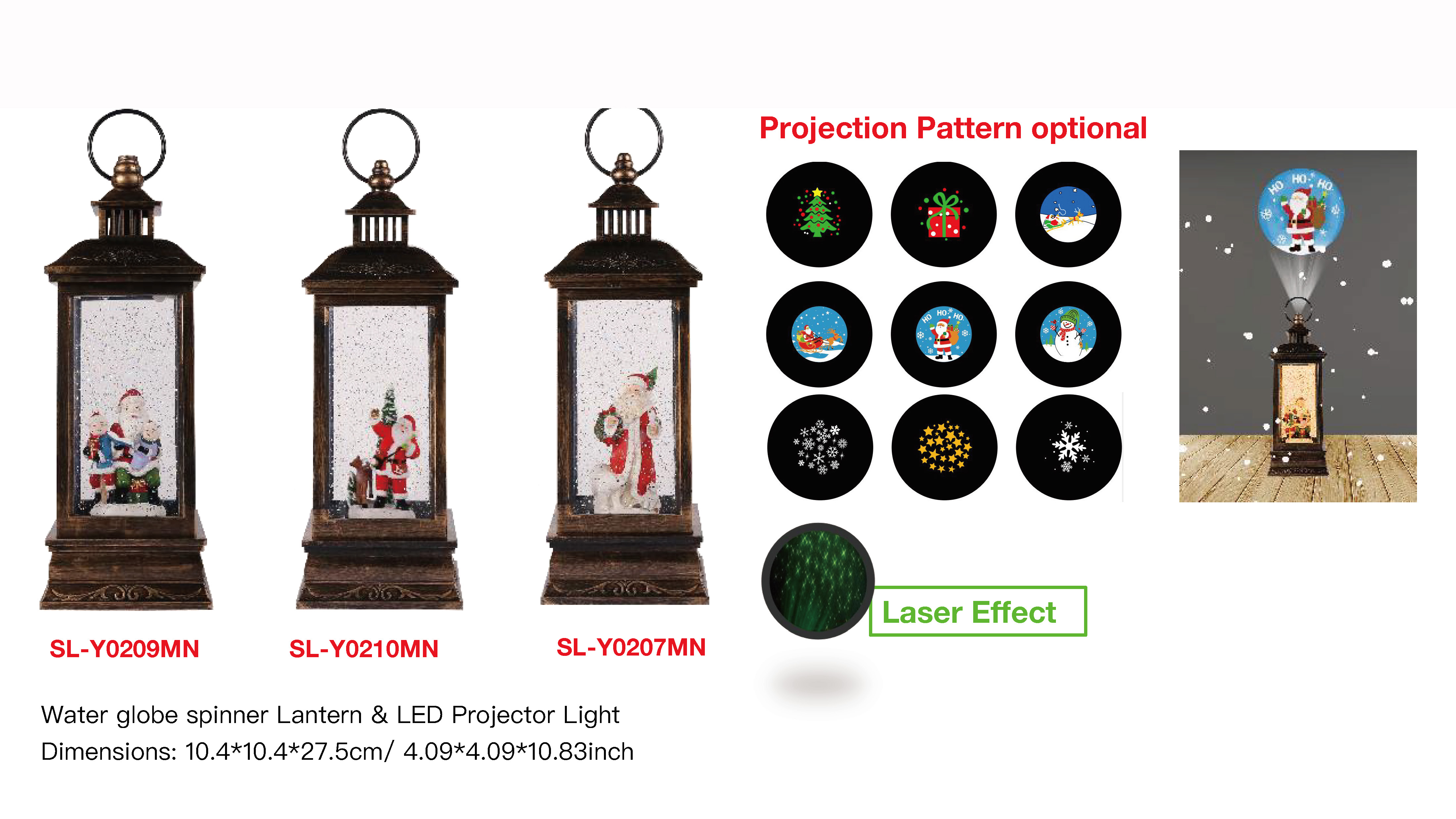 亚克力 提灯造型水灯 LED 投影灯 圣诞老人和小孩/圣诞老人和小动物 SR - 52