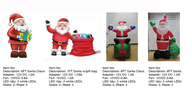 6,7,8英尺圣诞老人充气灯