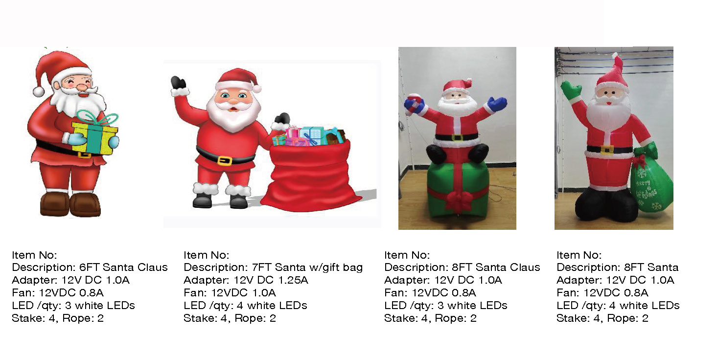 6,7,8英尺圣诞老人充气灯