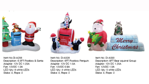 邮箱和圣诞老人​​和熊松鼠充气 LED 灯