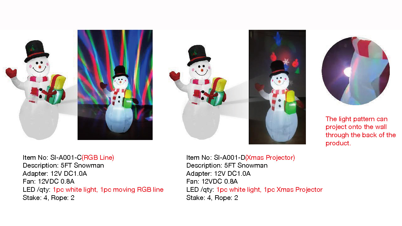 5英尺雪人充气灯