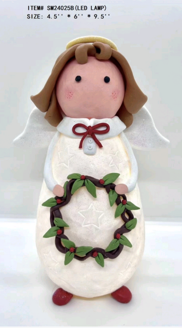 黏土造型 小天使拿着花环 - 10