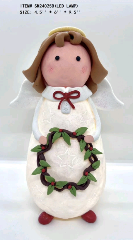 黏土造型 小天使拿着花环 - 10