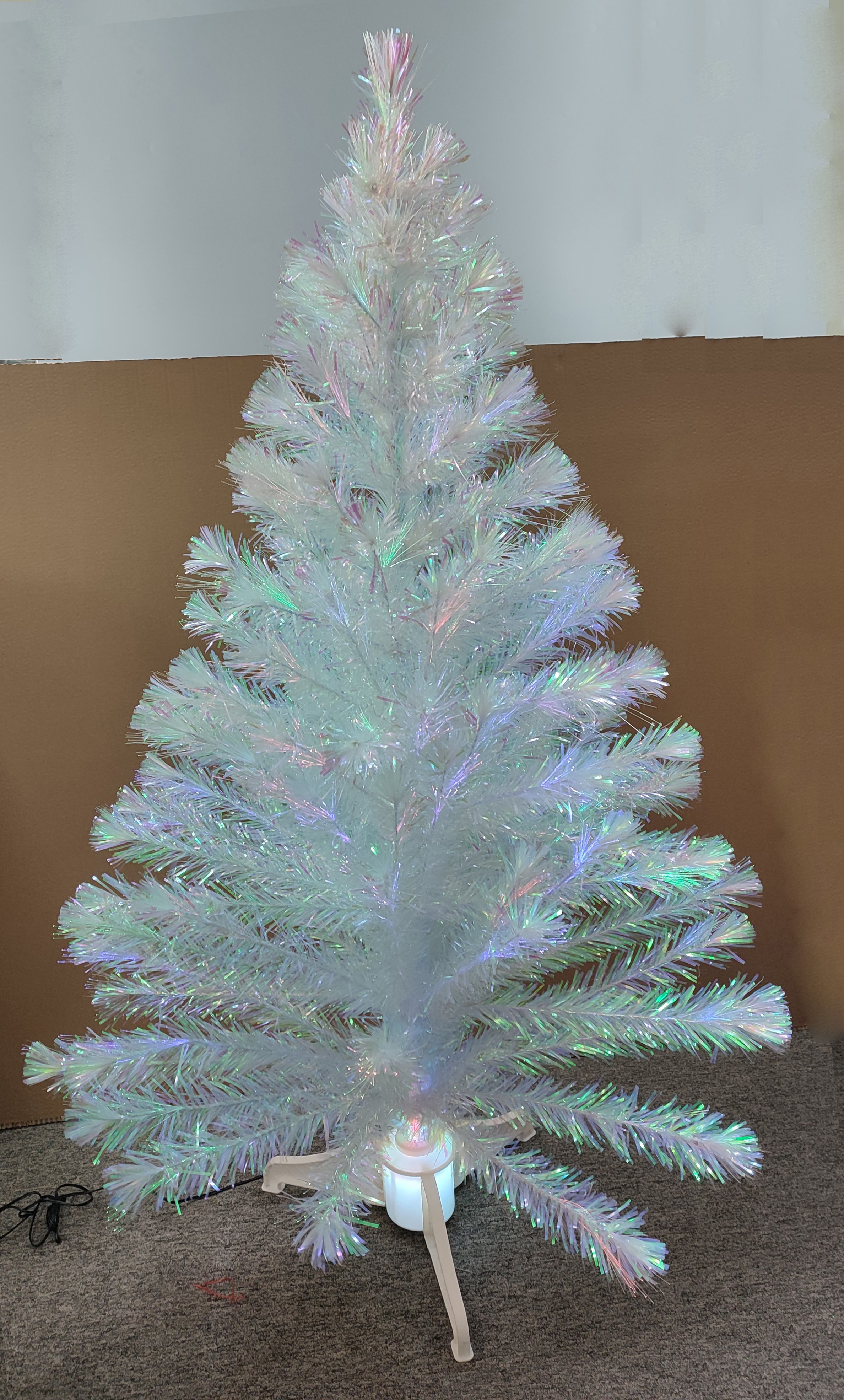 圣诞白色幻彩光纤树