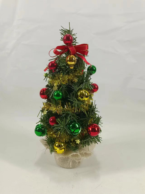 圣诞绿色迷你树+ 彩球/红带 