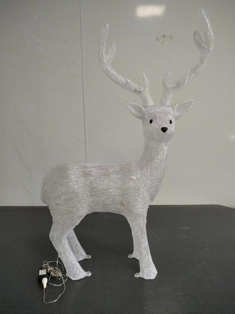 100厘米高的白色拉丝站立鹿形灯