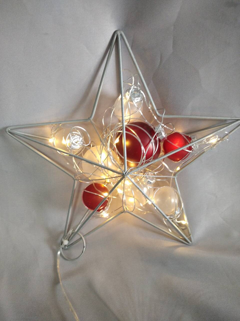 直径25厘米的五点恒星灯雕塑，带4：1闪烁的灯泡铜线 +红色/白色宠物地球装饰，节日装饰灯，用于节日/活动造型