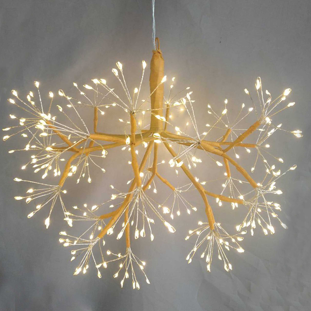 悬挂烟花灯（直径30厘米的烟火头设计）带有橘橙树枝，聚会/活动的节日装饰灯/室内氛围