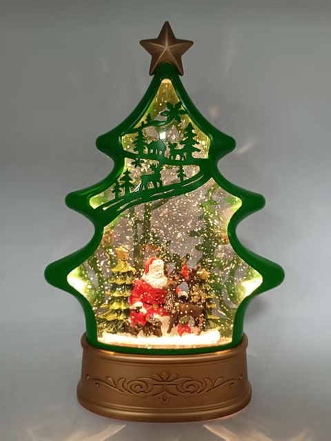 平坦的圣诞树圣诞老人和树室内装饰