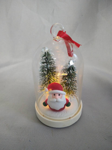 附魔玻璃圆顶圣诞树和圣诞老人​​装饰品，带有10层铜线灯| 4：1闪烁的模式温暖白色的光芒| LR44电池供电