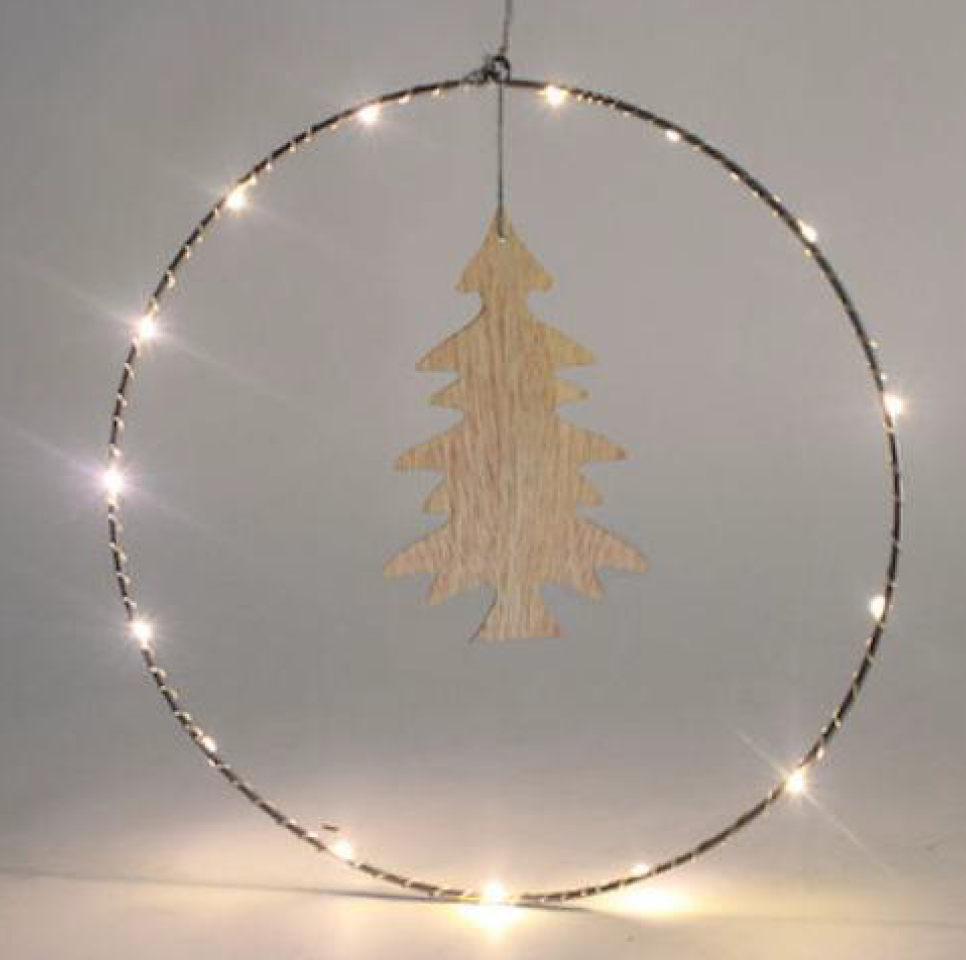 30厘米的LED环，带有木材