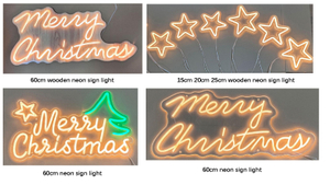 木头霓虹灯 星星/圣诞树/圣诞快乐