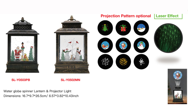 亚克力 提灯造型水灯 投影灯圣诞老人拉小提琴/ 雪人和 知更鸟 SR - 23